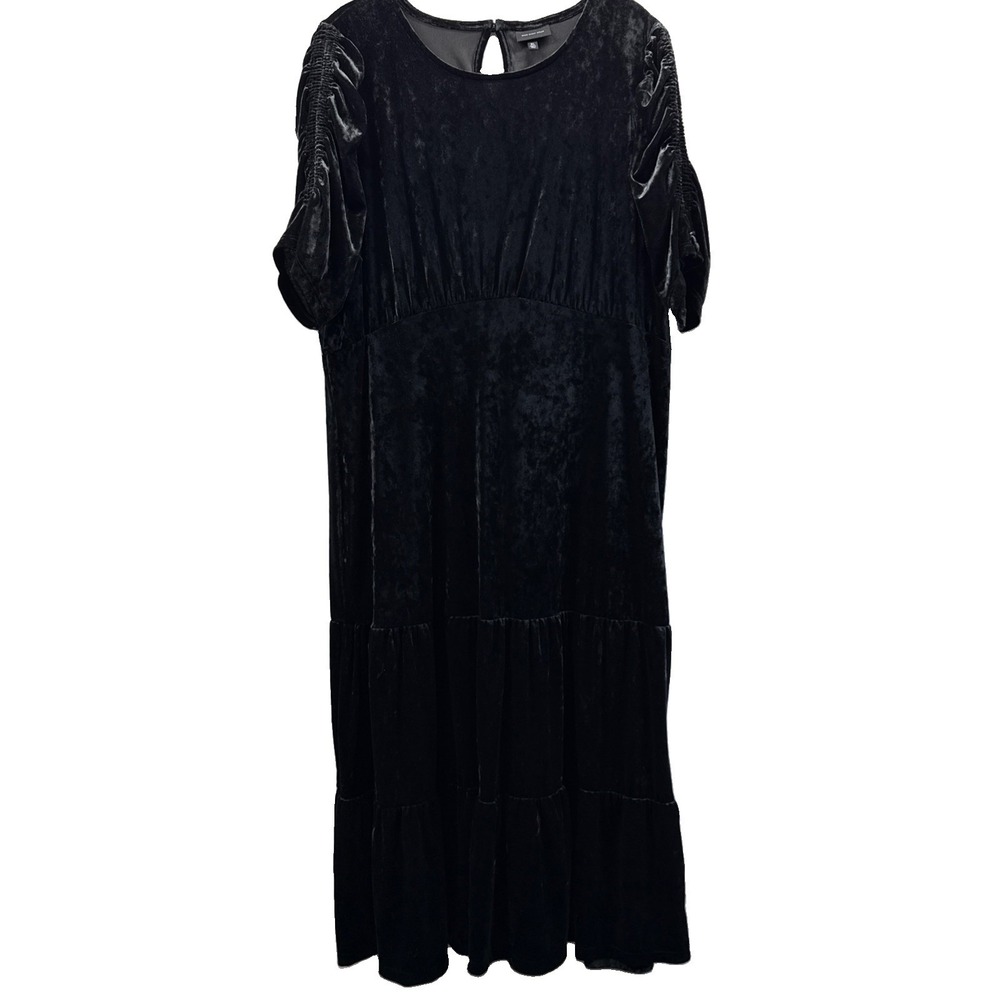Who What Wear Women's Velvet Dree Size XL Solid Black Whimsigoth Tiered Ruffle